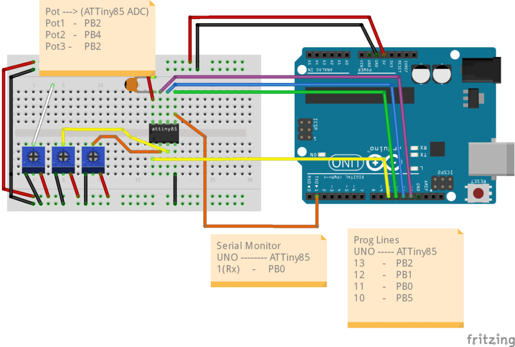 ATTiny85 ADC Multiple Channel Set up